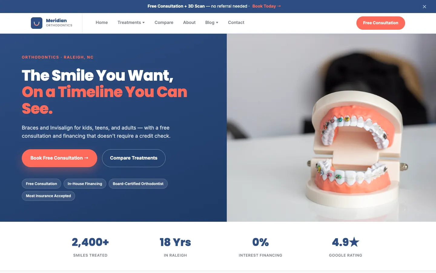 Meridian Orthodontics website